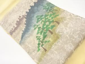 引箔山並みに木々模様織出し名古屋帯